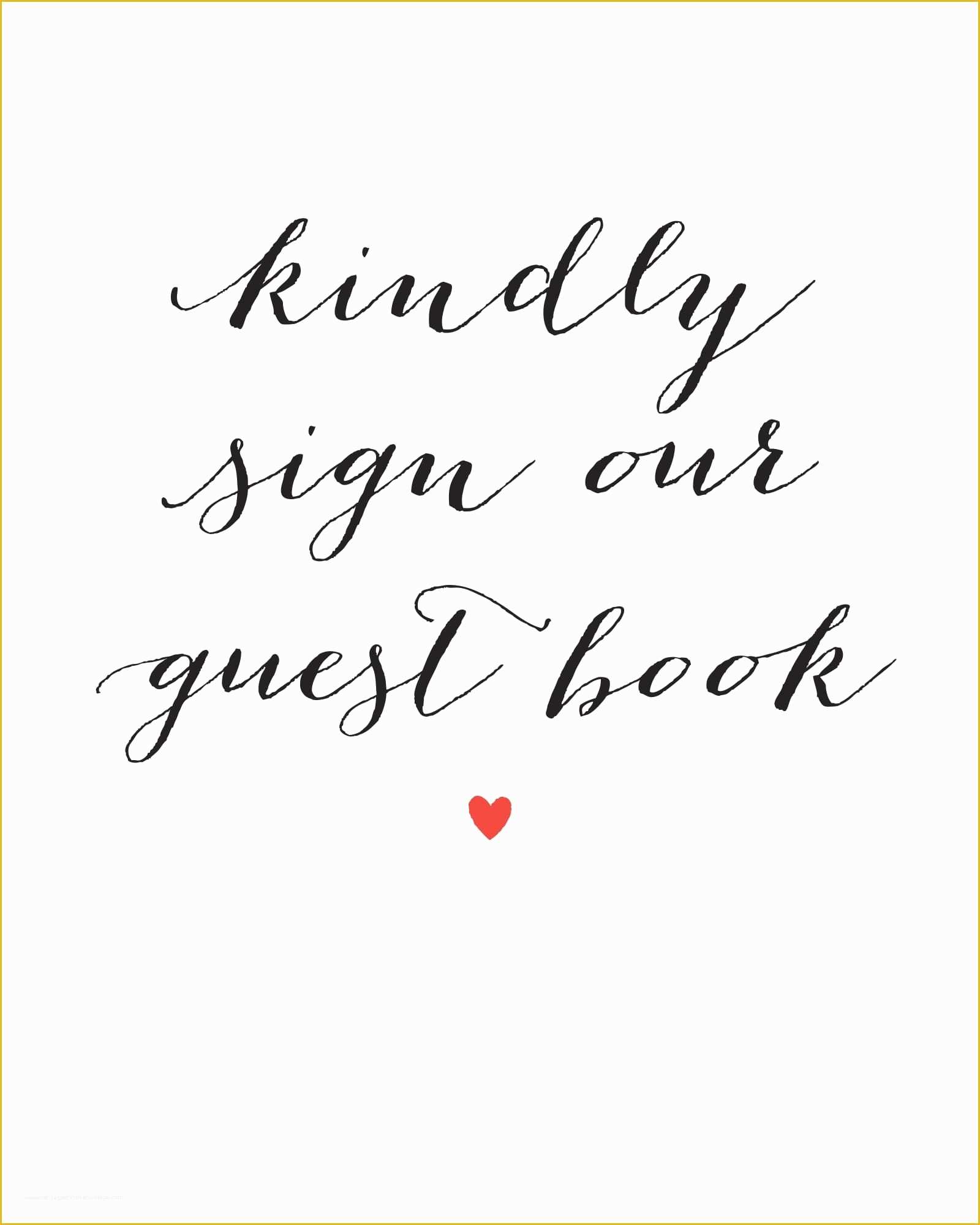 Please Sign Our Guestbook Free Template Of Script Heart Guest Book Sign Printables by Basic Invite