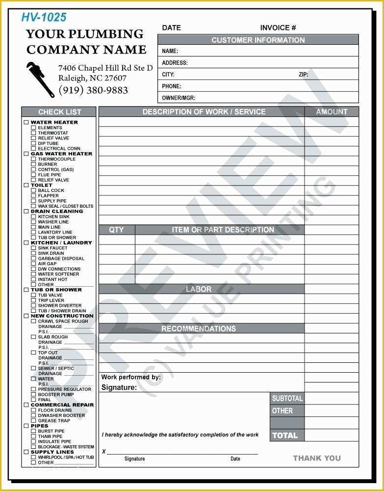 Plumbing Work order Template Free Of Plumbers Invoice Template – Mistblowerfo