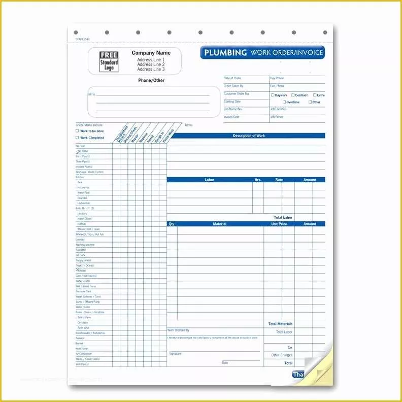 Plumbing Work order Template Free Of Plumbing Service Invoices Plumbing Contractor Invoice