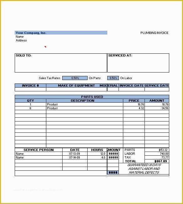 Plumbing Work order Template Free Of Plumbing Service Invoices Rusinfobiz