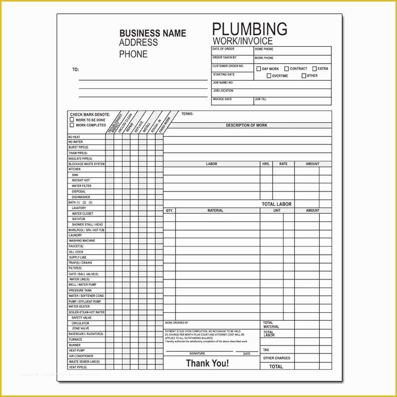 Plumbing Work order Template Free Of Plumbing Work order Invoice