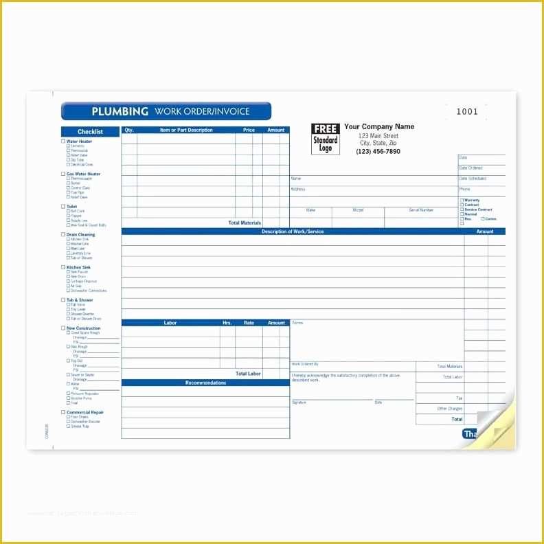 Plumbing Work order Template Free Of Plumbing Work order