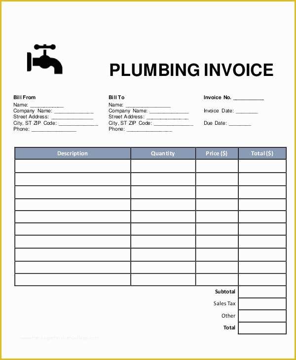 Plumbing Work order Template Free Of Sample Plumbing Invoice 7 Examples In Pdf Excel Word