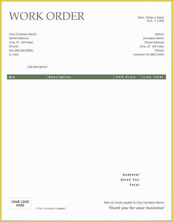 42 Plumbing Work order Template Free