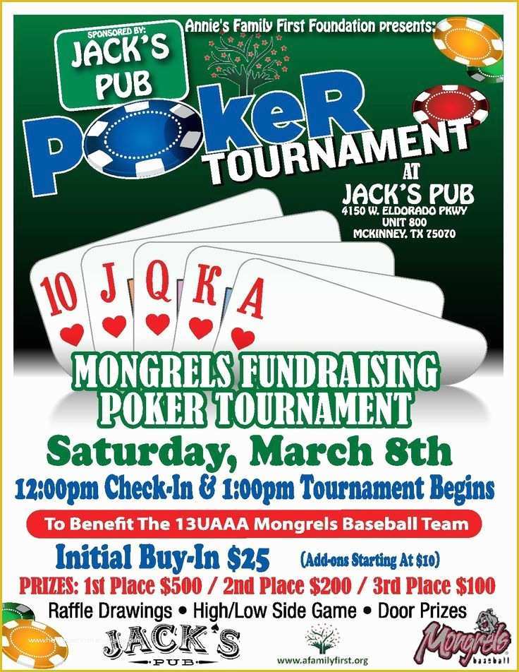 Poker tournament Flyer Template Free Of Poker tournament Fundraiser Ideas Pinterest