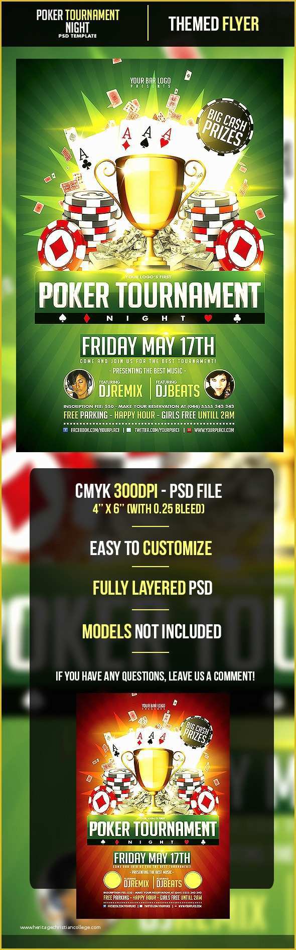 Poker tournament Flyer Template Free Of Poker tournament Night Flyer Template On Behance