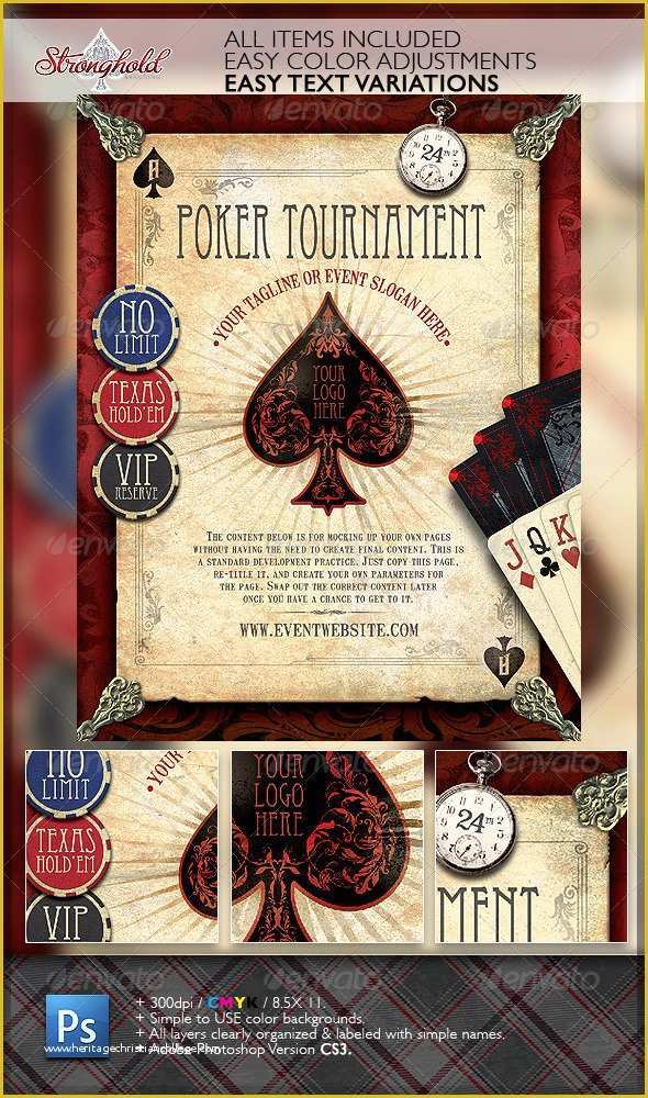 Poker tournament Flyer Template Free Of Vintage Poker Flyer Template by Stronghold