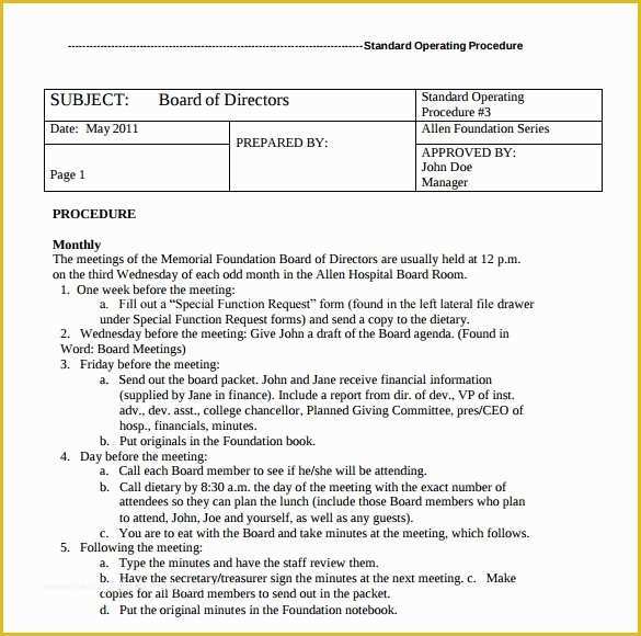 Policy and Procedure Template Free Of 8 Sample Procedure Manuals – Pdf Doc