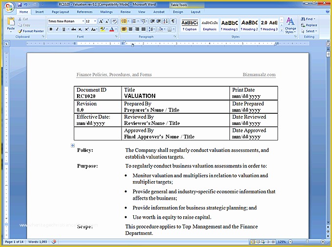 Policy and Procedure Template Free Of Policy and Procedure Template