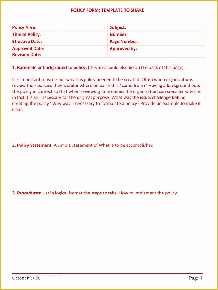 Policy and Procedure Template Free Of Policy and Procedure Templates for Word and Pdf
