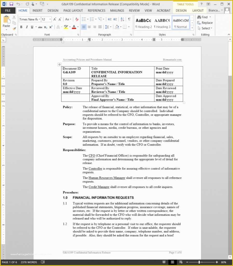 Policy and Procedure Template Free Of Policy Manual Template Beepmunk