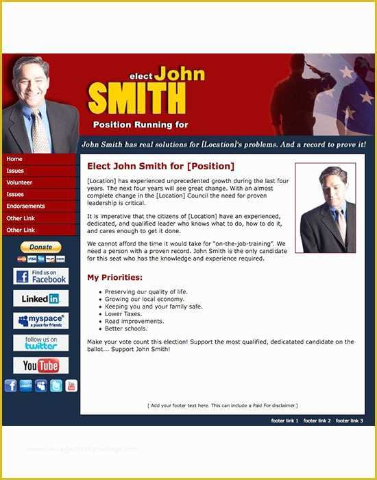 Political Campaign Website Templates Free Of New Political Print and Web Templates Released