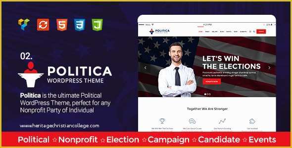 Political Campaign Website Templates Free Of Politica A Modern Political Party & Candidate Wordpress