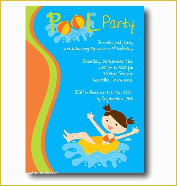 Pool Party Invitations Templates Free Of Free Pool Party Invitation Template