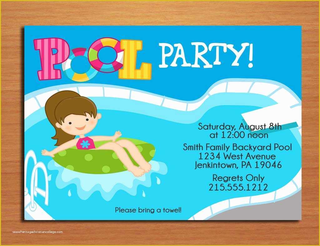 Pool Party Invitations Templates Free Of Free Printable Birthday Pool Party Invitations