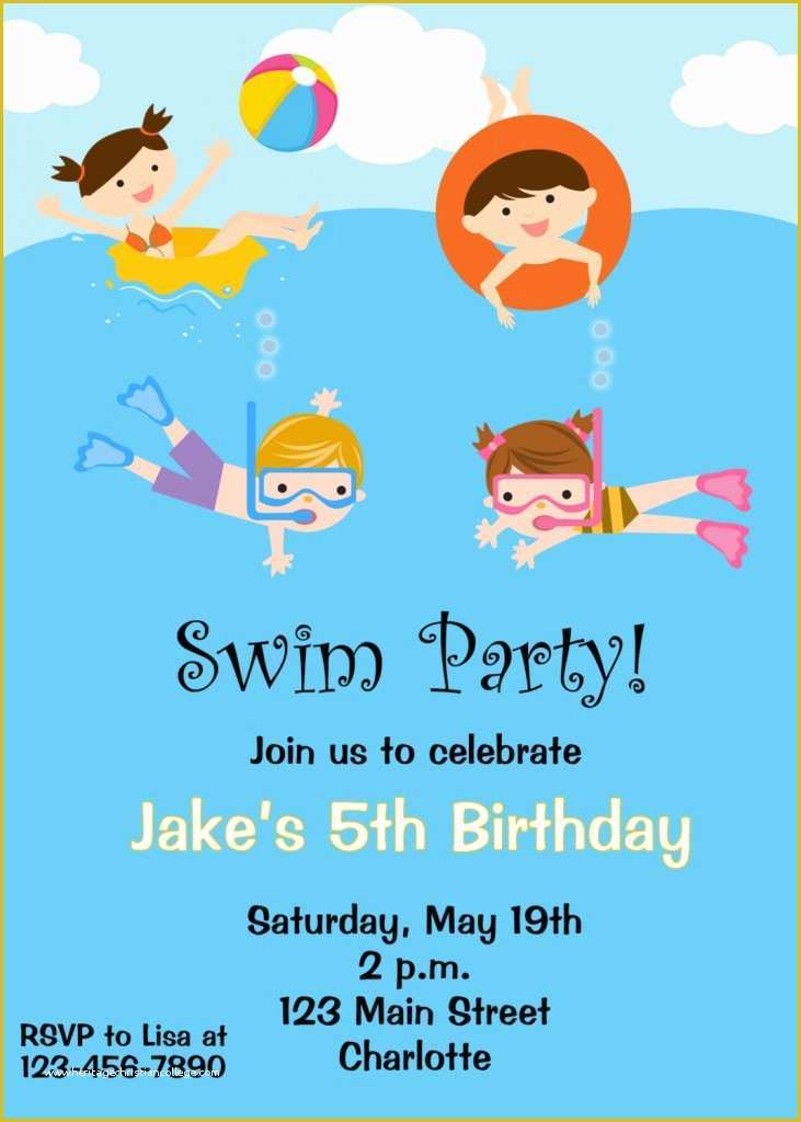 Pool Party Invitations Templates Free Of Free Printable Birthday Pool Party Invitations