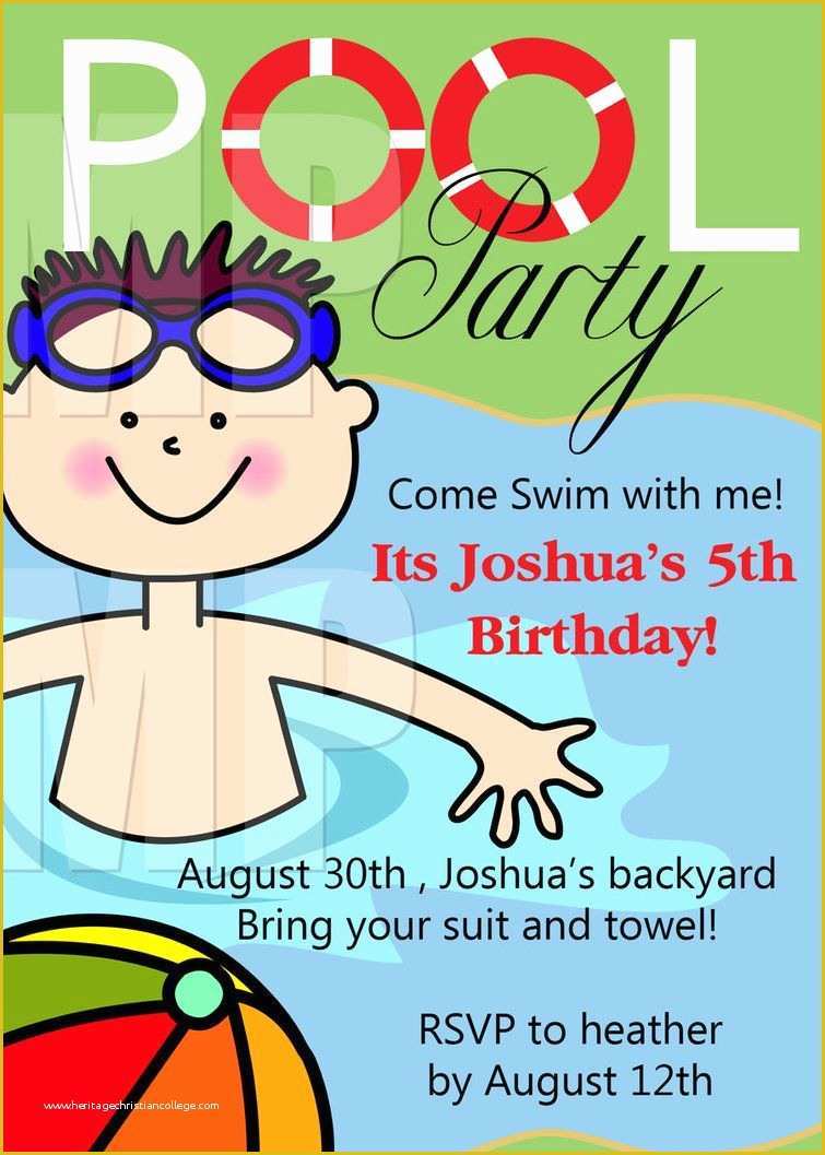 Pool Party Invitations Templates Free Of Free Printable Birthday Pool Party Invitations Templates