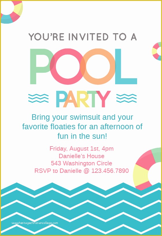 Pool Party Invitations Templates Free Of Fun afternoon Pool Party Invitation Template Free