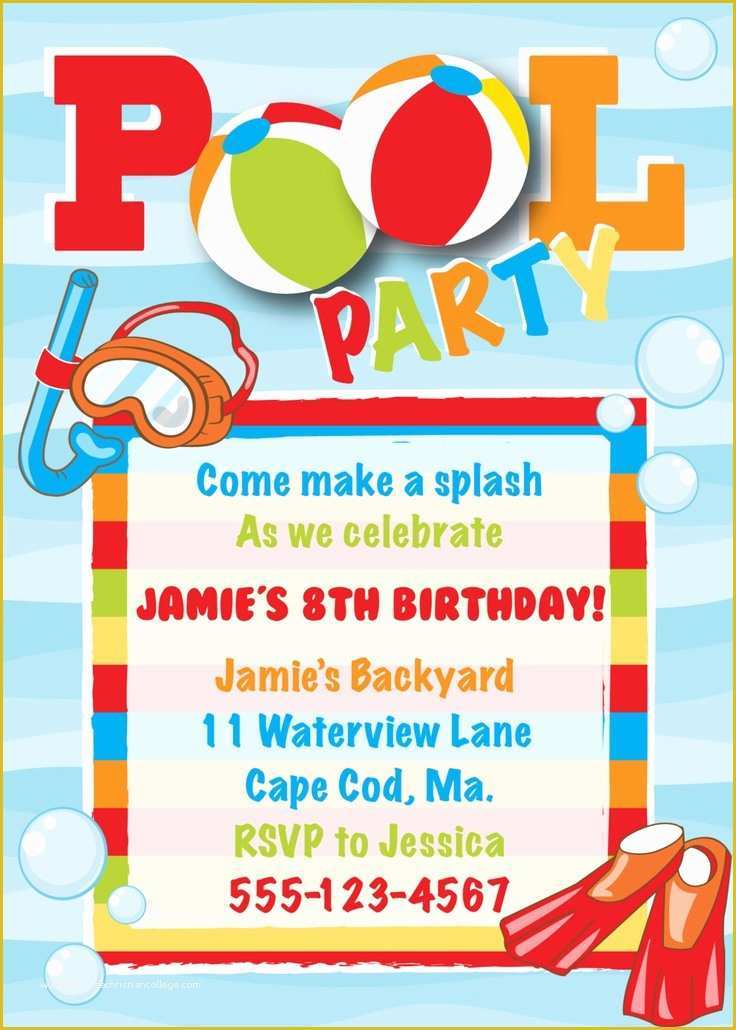 Pool Party Invitations Templates Free Of Pool Party Birthday Invitation Boy