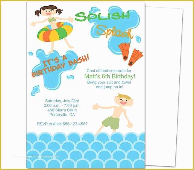 Pool Party Invitations Templates Free Of Pool Party Invitation Word Template