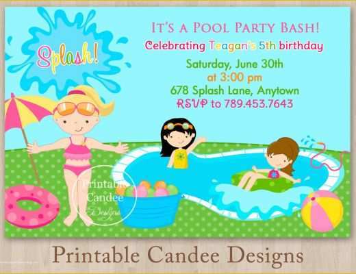 Pool Party Invitations Templates Free Of Pool Party Invitations for Kids Free Printable