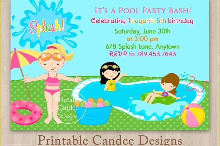 Pool Party Invitations Templates Free Of Pool Party Invitations for Kids Free Printable