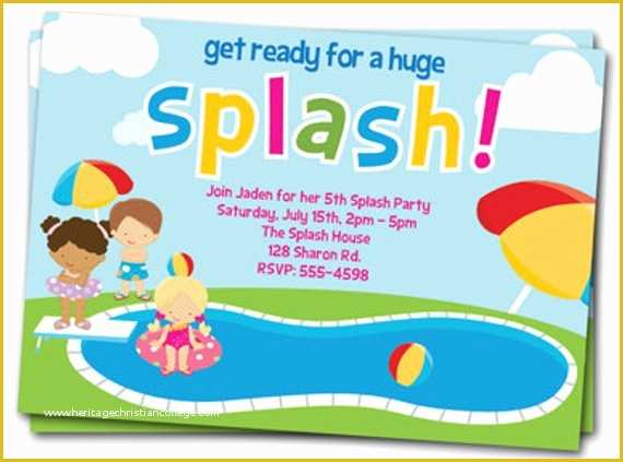 Pool Party Invitations Templates Free Of Pool Party Invite Printable Pool Party Invite Pool Party