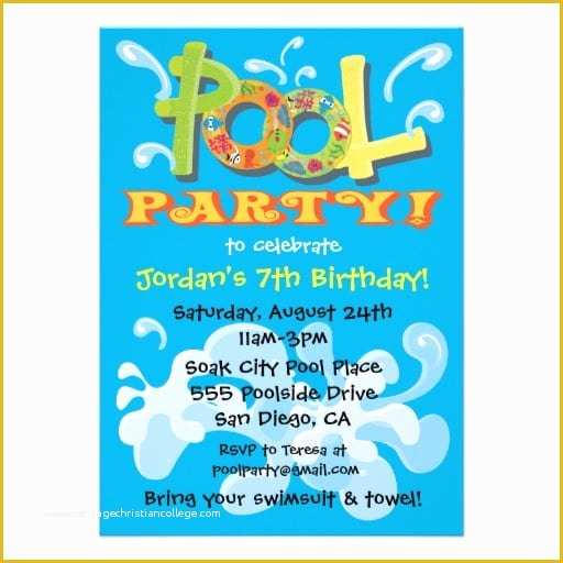 Pool Party Invitations Templates Free Of Word Pool Party Invitation Template