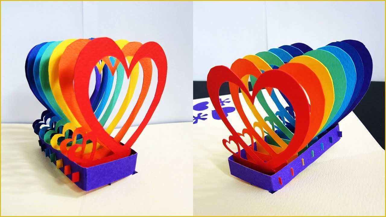 Pop Up Card Templates Free Download Of Pop Up Card Rainbow Hearts Learn How to Make A Popup