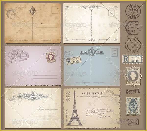 Postcard Printing Template Free Of 35 Best Vintage Postcard Design Templates for