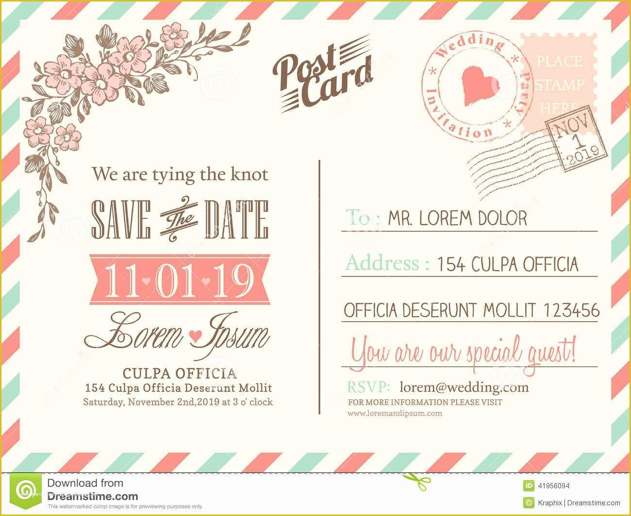 Postcard Template Free Download Of Vintage Postcard Background for Wedding Invitation Stock