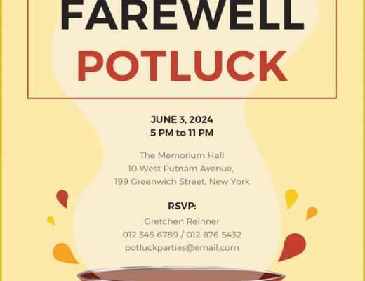 Potluck Flyer Template Free Of Farewell Party Invitation Template 29 Free Psd format