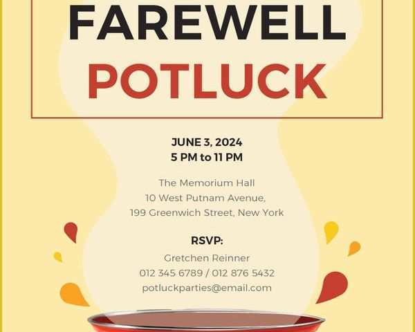 Potluck Flyer Template Free Of Farewell Party Invitation Template 29 Free Psd format