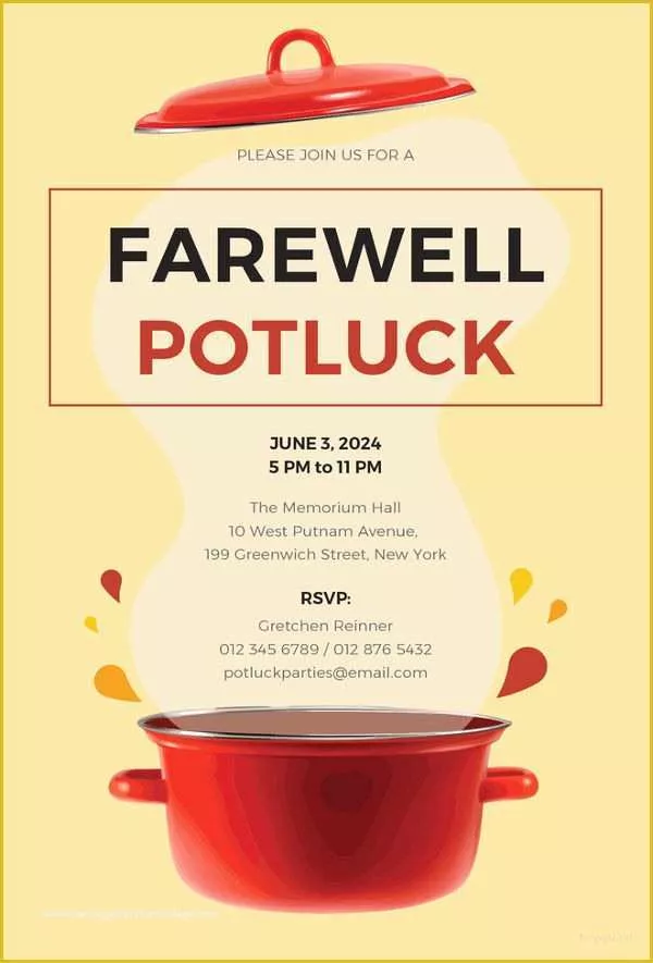 Potluck Flyer Template Free Of Farewell Party Invitation Template 29 Free Psd format