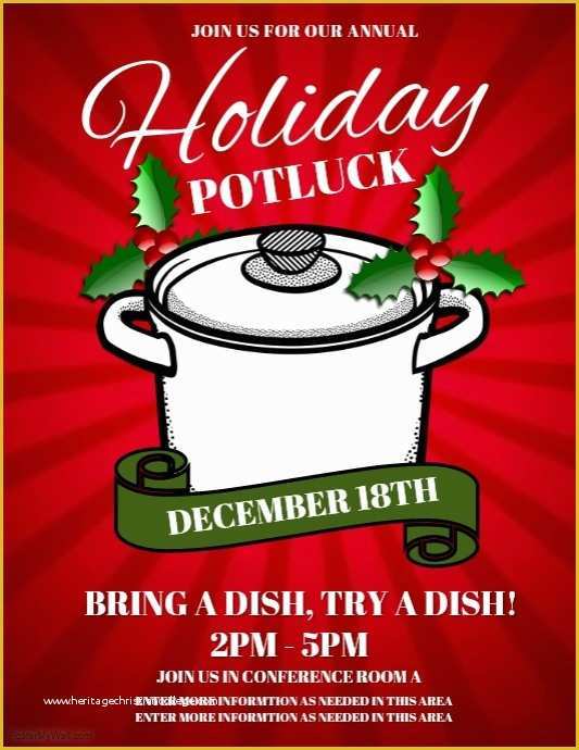 Potluck Flyer Template Free Of Holiday Potluck Template