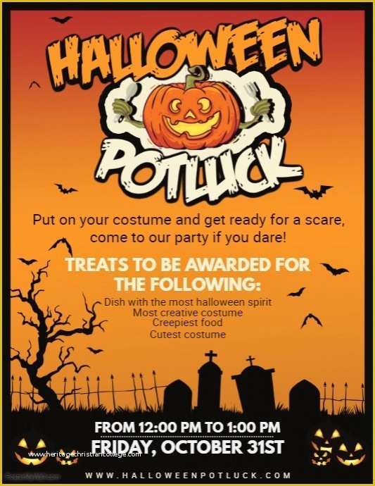 Potluck Flyer Template Free Of orange Halloween Potluck Poster Template