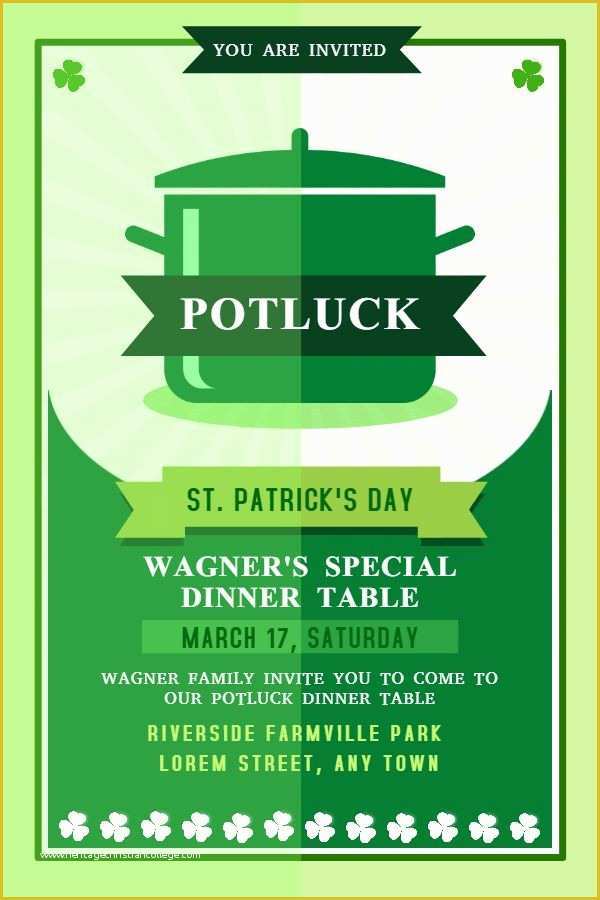 Potluck Flyer Template Free Of St Patrick S Day Potluck event Flyer Template