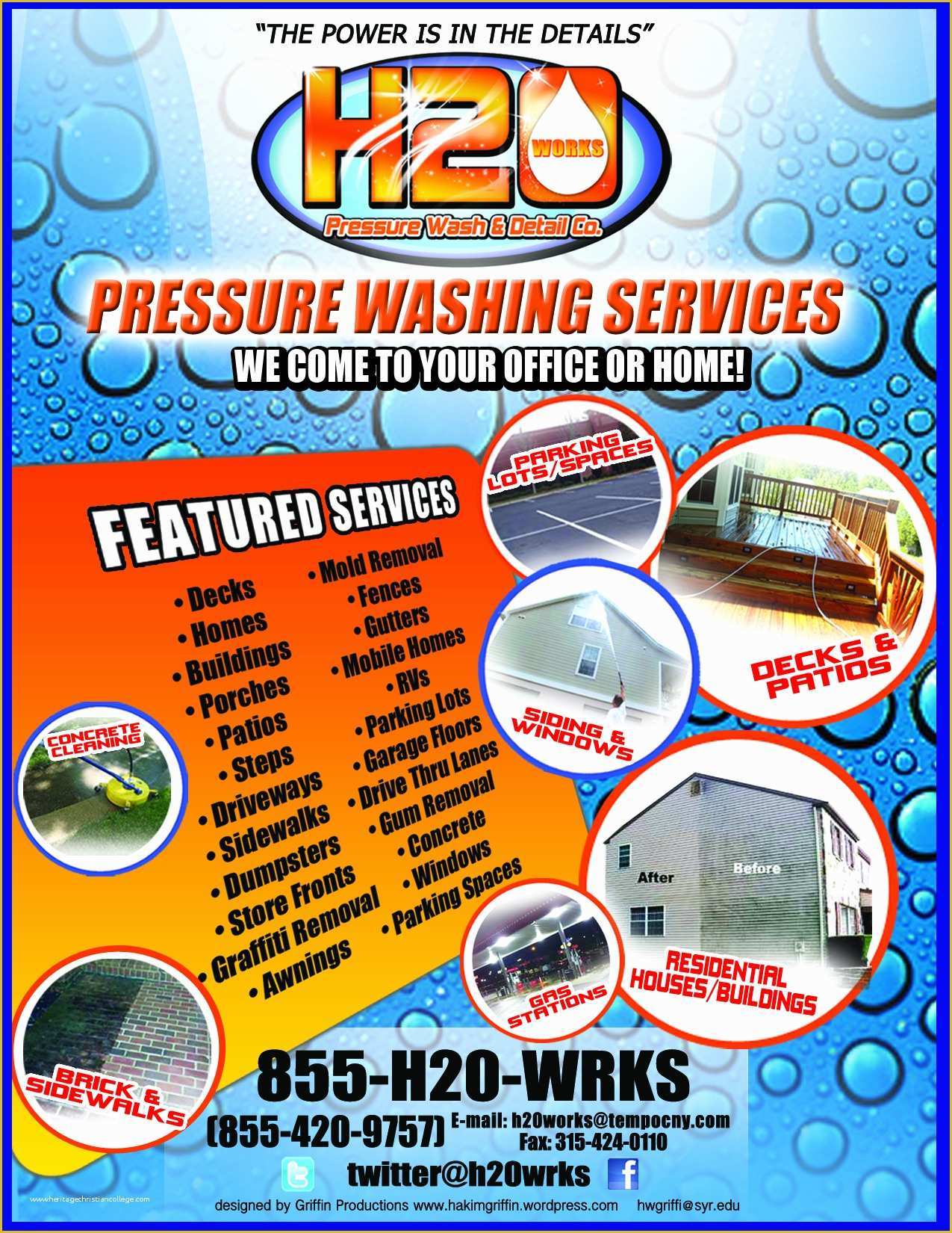 Power Washing Flyer Templates Free Of H20 Works Pressure Washing and Detail Co Branding