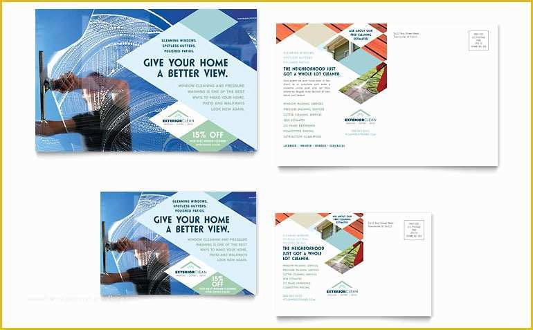 Power Washing Flyer Templates Free Of Window Cleaning & Pressure Washing Postcard Template