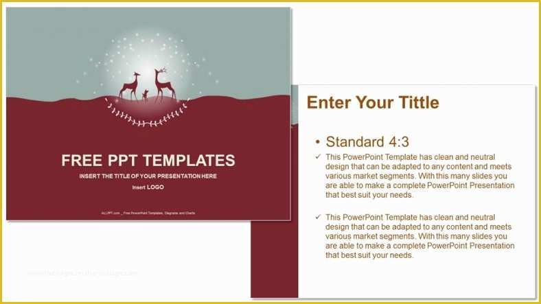 Powerpoint Postcard Template Free Of Christmas Card with Deer Family Recreation Ppt Templates