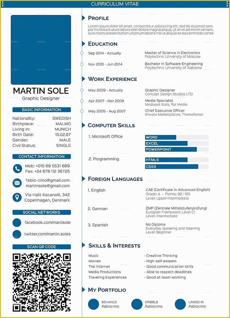 Powerpoint Resume Template Free Download Of 68 Cv Templates Pdf Doc Psd Ai