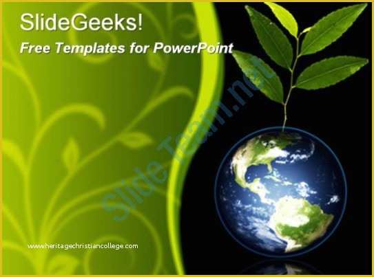 Ppt Templates for Technical Presentation Free Download Of Green Earth Globe with Plant Growing Recycle Reuse
