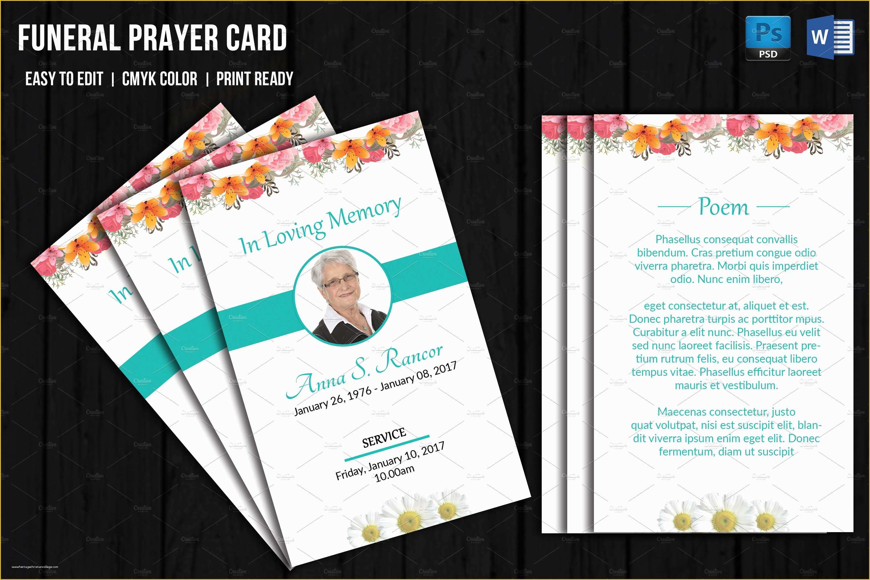 Prayer Card Template Free Of Funeral Prayer Card Template V656 Card Templates