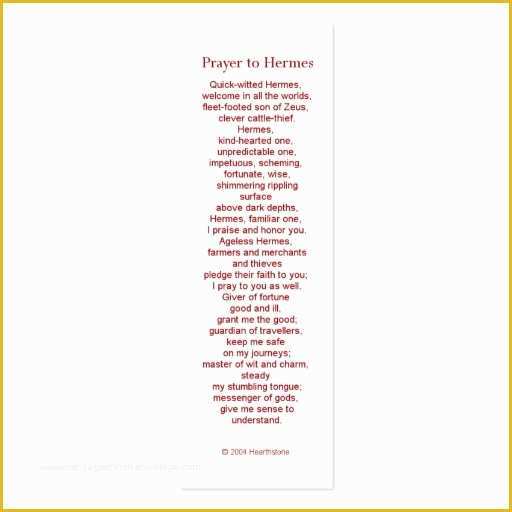 Prayer Card Template Free Of Hermes Prayer Card Business Card Templates