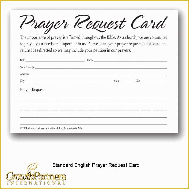 Prayer Card Template Free Of Prayer Request Cards Growthpartners International