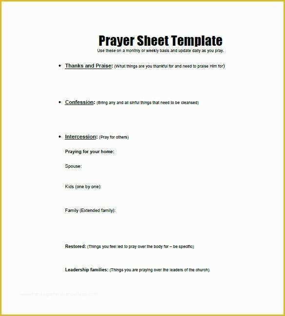Prayer Letter Templates Free Of Prayer List Template 8 Free Word Excel Pdf format