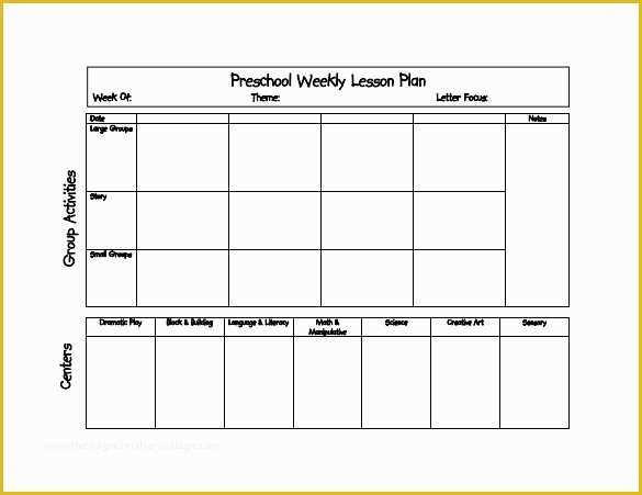 Pre K Lesson Plan Template Free Of 21 Preschool Lesson Plan Templates Doc Pdf Excel