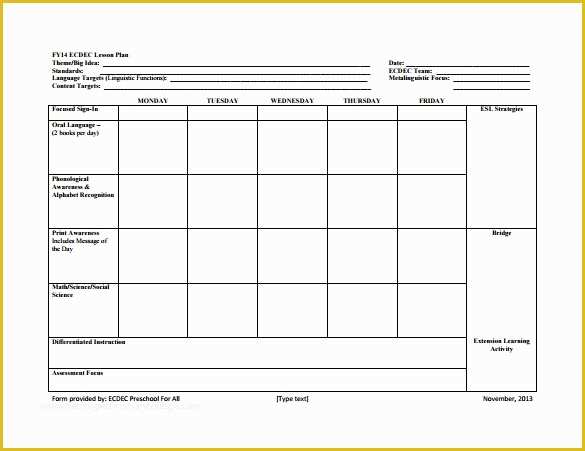 Pre K Lesson Plan Template Free Of 8 Lesson Plan Templates – Free Sample Example format