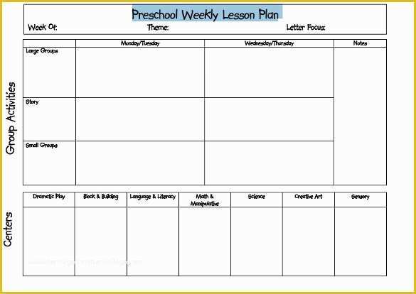 Pre K Lesson Plan Template Free Of Blank Lesson Plan Template