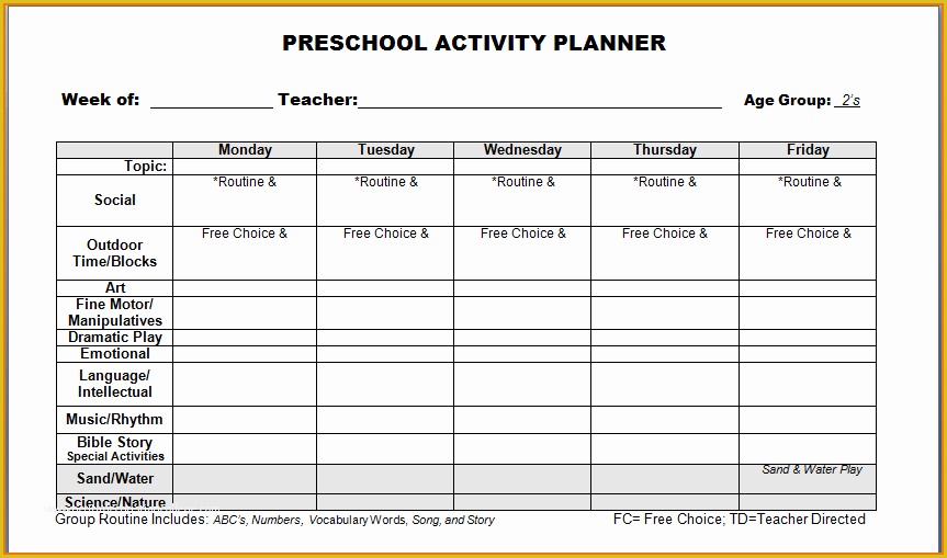 Pre K Lesson Plan Template Free Of Pre K Lesson Plan Templates